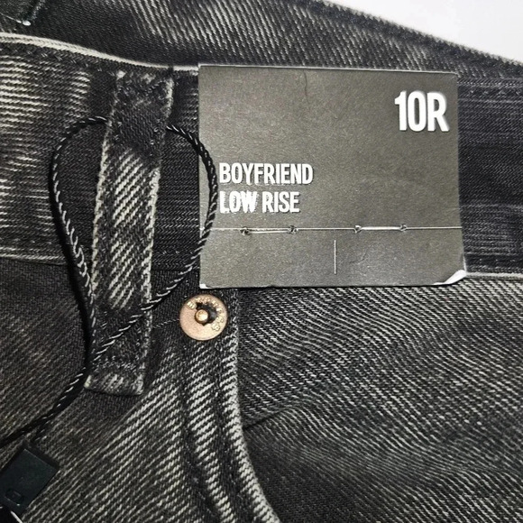 Express Low Rise Black Ripped Boyfriend Jeans - Picture 5 of 12